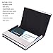 SENHAI 2 Pcs Professional Business Card Holders, Stainless Steel + PU Leather Card Case with Magnetic Shut for Men and Women - Red, Blue
