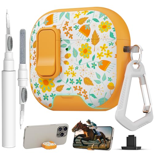 Image of for AirPods 4 Case with Safty Lock & Phone Stand,Cute Floral Pattern Style