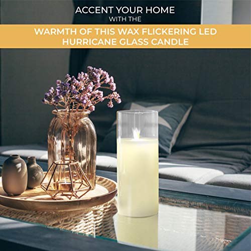 Image of Lumabase Battery Operated 10 inch Glass Hurricane LED Candle with Flickering Flame