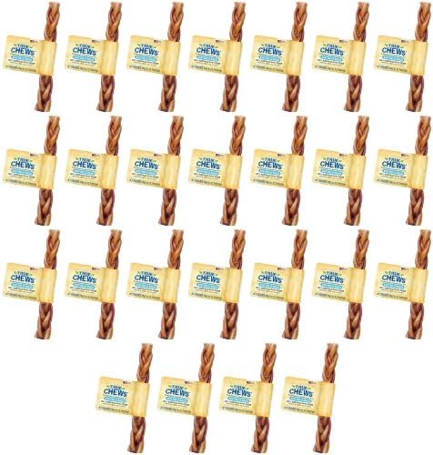 TYSON PET PRODUCTS 314200 25 Count True Chews Braided Bully Stick for Pets, 6-Inch
