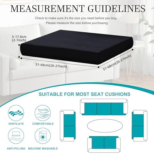 Image of 12 Pcs Stretch Patio Cushion Covers,Outdoor Couch Covers Replacement,Outdoor Couch & Sofa Slipcovers,for Patio Furniture Cushion Covers,Washable Reusable Furniture Protector (Black,Cover Only)