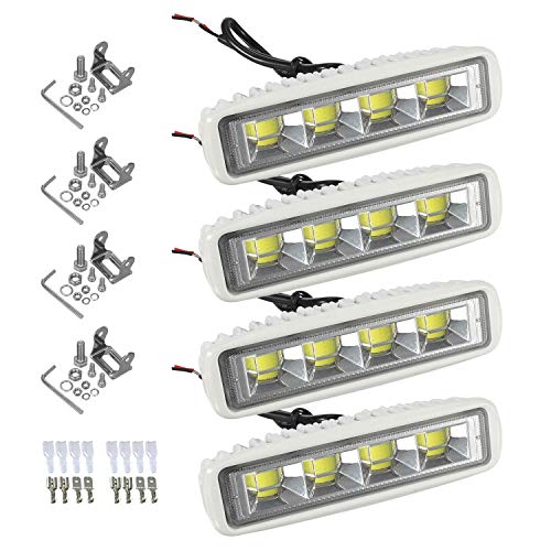 Partsam Waterproof Led Boat Lights White Beam 6.3 Inch 36W Ip67 Waterproof Deck Dock Marine Light 4000Lms 150°Flood Light 12/24V Light Bar Aluminum Housing W/180°Adjustable Mounting Bracket(2Pcs/4Pcs) #TOP12