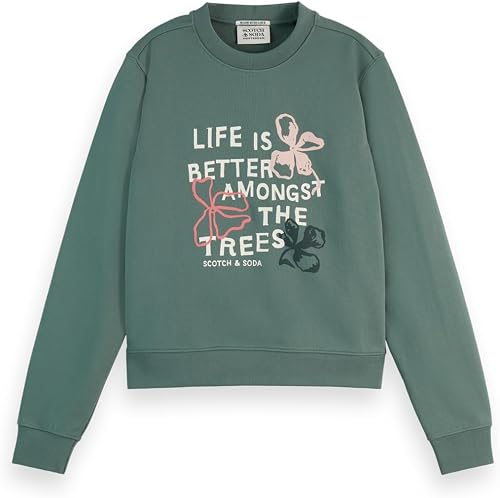 Scotch & Soda Chest Artwork Fitted Sweatshirt, Sudadera, Mujer, Park Green, S
