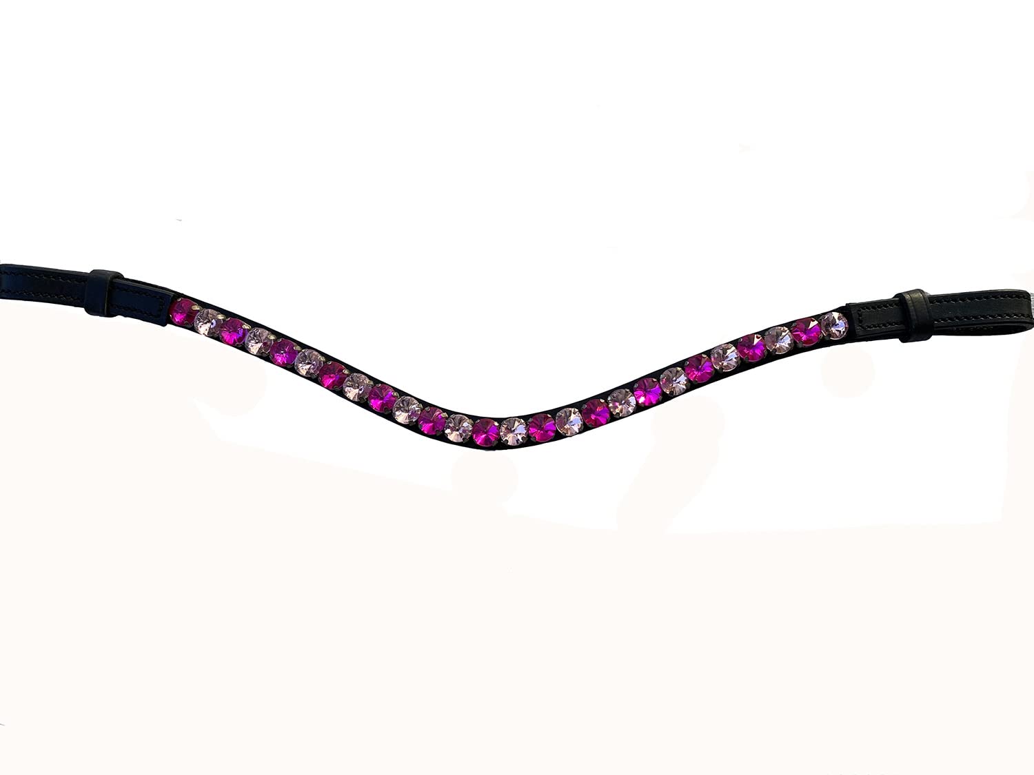Stirnriemen Pferd Glitzer Trensen Stirnband Rosa Kirschrot Warmblut Vollblut Pony Braunes Leder
