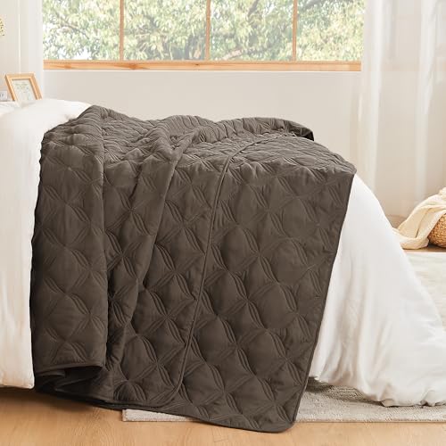 Image of Litanika Queen Quilt Bedding Set, Chocolate Summer Lightweight Soft Comforter Bedspreads & Coverlets, Boho Farmhouse Bedding Cover Bed Decor All Season, 3 Pieces (1 Quilt, 2 Pillowcases)