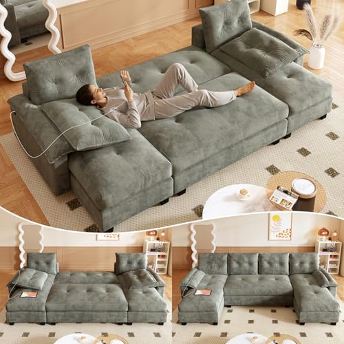 KCGKCG 104.7" Modular Sectional Couch, Convertible U Shaped Couch with