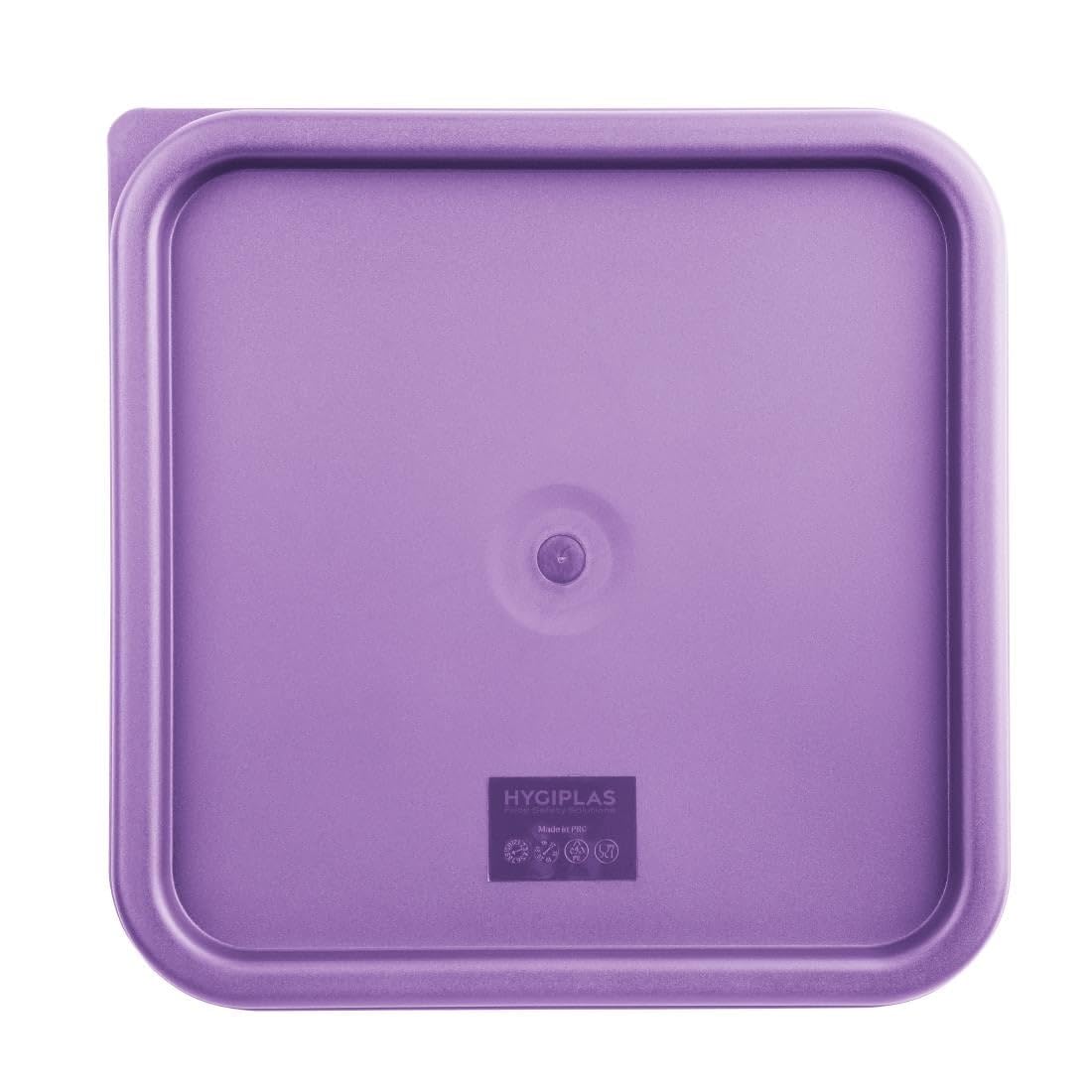 Hygiplas Square Food Storage Container Lid Purple, Large - Tight Seal, Freezer and Dishwasher Safe FX145