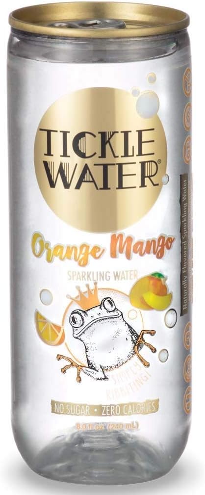 Tickle Water Sparkling Water, Orange Mango Flavor (8 0z. Can, 12-Pack). Carbonated Club Soda for Kids, All-Natural Seltzer Water, Sugar-Free, Non-GMO, Zero-Calorie, Kosher and Vegan Fizzy Drink