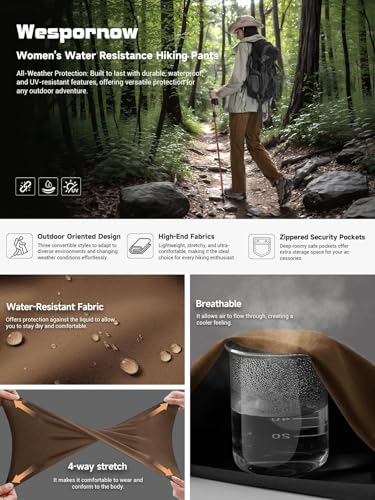 Wespornow Women's-Hiking-Pants Convertible-Zip-Off-Quick-Dry-Pants for Cargo, Camping, Travel, Outdoor, Fishing, Safari4