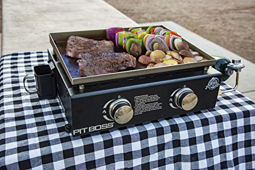 PIT BOSS PB336GS 2 Burner Table Top Gas Cast Iron Griddle, Black