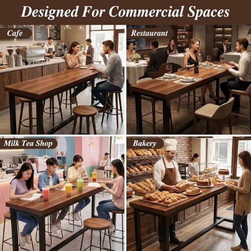 Mesa de bar alta y rectangular de estilo industrial blanca 100x40x104 cm 7