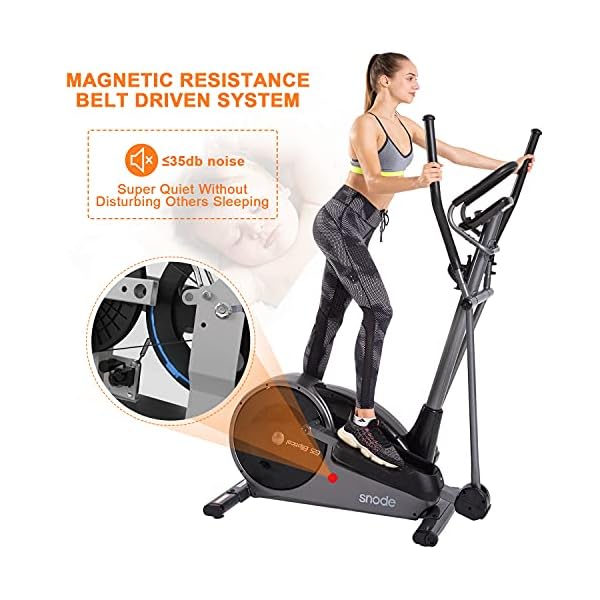 SNODE Elliptical Exercise Machine, Elliptical Training Machine with Free APP and Programmed Monitor, 32 Level Electromagnetic Resistance Eliptical Trainer with Heart Rate Alert&recovery, Body Fat , LCD Display