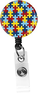 Autism Awareness Diversity Puzzle Pieces Retractable ID Card Badge Holder with Alligator Clip, Name Nurse Decorative Badge Reel Clip on Card Holders - coolthings.us