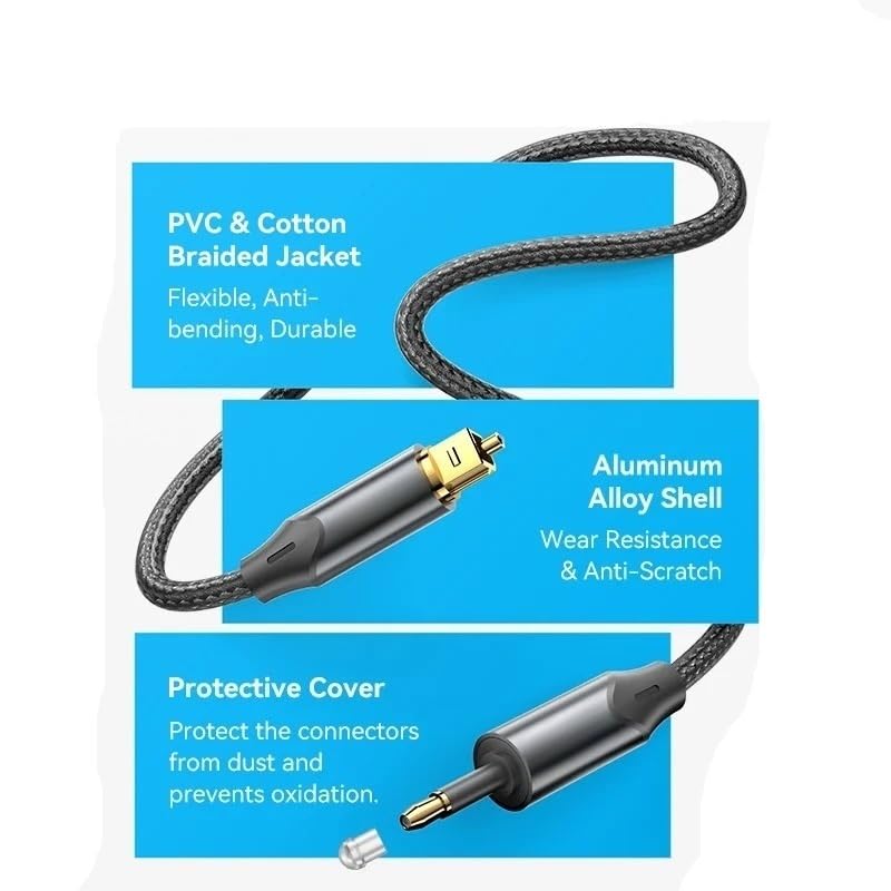 3.5mm Digital Optical Audio Cable for Amplifiers Blu-ray Soundbar Fiber Cable(5m)