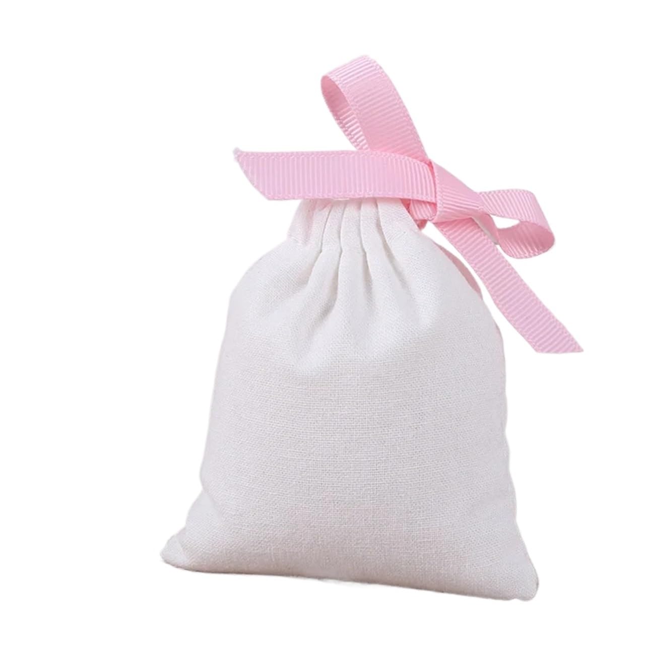 Bolsas de algodón para joyas con lazo negro y cinta rosa, pack de 25 bolsas de tela