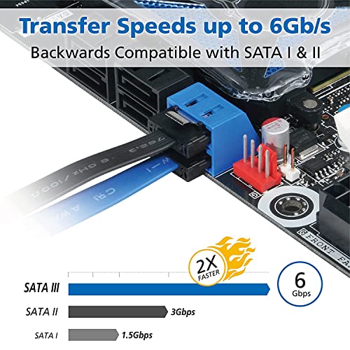 Image of Tobo SATA III Cable，SATA III 6.0 Gbps Data Cable Straight Black with Locking Latch 16 Inches SATA Cable Pack for HDD,SSD,CD and DVD Drives (1) TD-255TC