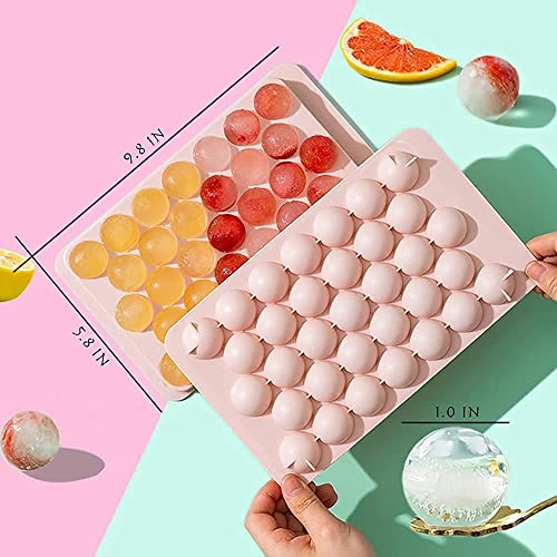 Image of Ice Ball Tray for Freezer with Lid, 33 Cavity Mini Round Ice Cube Maker, Easy Release Plastic Ice Mold, Stackable BPA Free Tray for Whiskey, Cocktails, Juice, Iced Coffee (Multi Color)