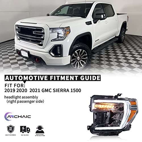 Led Headlight Assembly For 2019 2020 2021 Gmc Sierra 1500 Oe Style W/Led Turn Signal Light Chrome Interior Headlamps Right Passenger Side 84772476 84507049 84621807 84989881 85535170 #TOP5