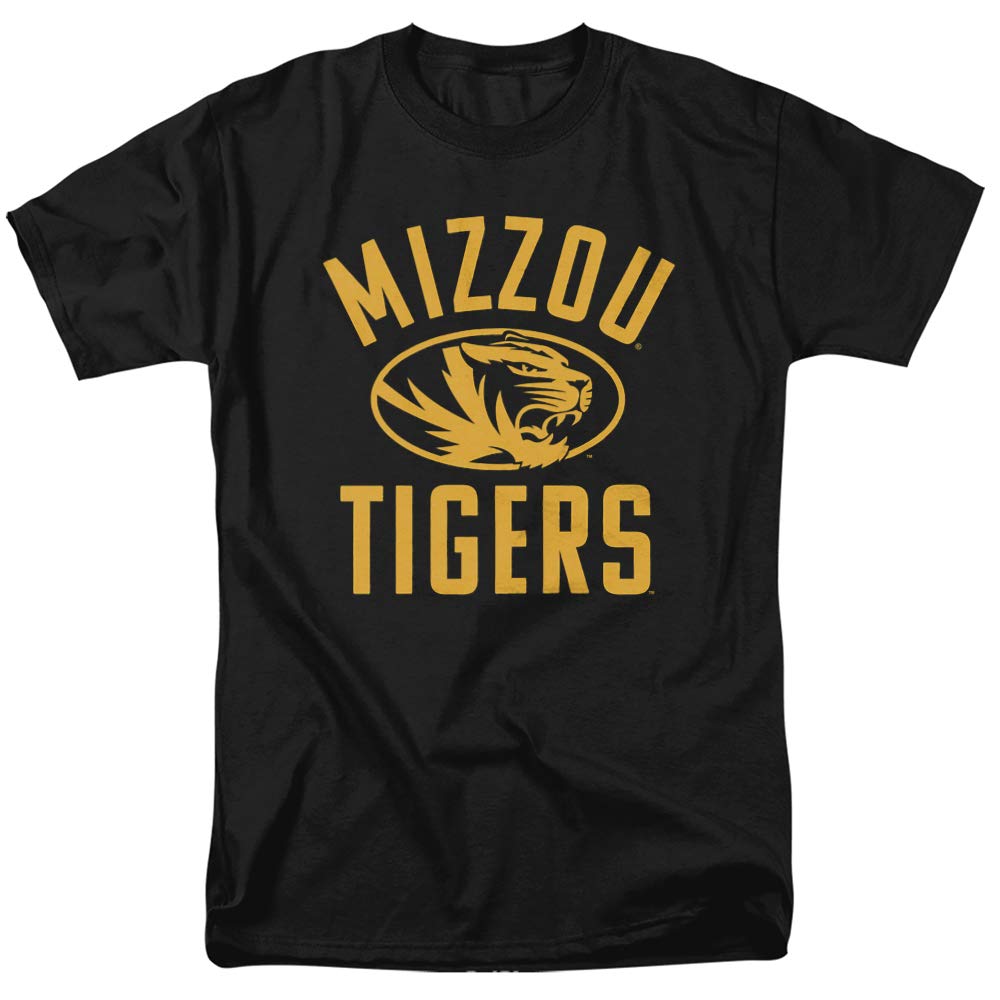 University of Missouri Mizzou Official One Color Mizzou Tigers Logo Unisex Adult T-Shirt, Black, X-Large