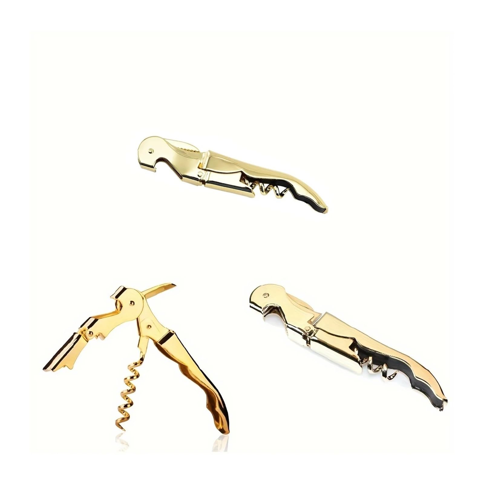 Sacacorchos de camarero profesional: cuchillo dentado, cuello grueso, punto apoyo con doble bisagra y tornillo más for abrir fácilmente el vino(Rose Gold)