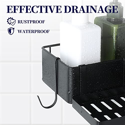 Kitsure Corner Shower Caddy - 2 Pack Rustproof Shower Organizer, Durable Shower Shelves With Large Capacity, Drill-Free Adhesive Shower Rack With 4 Movable Hooks, A Soap Holder #TOP5