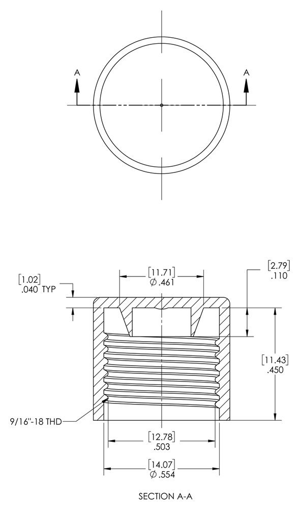 Caplugs 99390188 Plastic Flareless Union Fitting Cap to Cap Thread Size 9/16-18