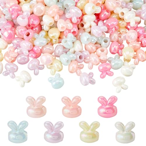 DICOSMETIC 150Pcs Acrylic Rabbit Bead Easter Bunny Bead Opaque Rabbit Head Beads Random Color Animal Beads Large Hole Animal Spacers for DIY Bracelet Necklace Earring Jewelry Making Hole: 4mm