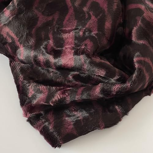 Kt KILOtela - Tela Pelo Corto, Imitación Piel Animal, Algodón, Manualidades, Prendas Vestir, Decoración, Tapicería, Cojines, Alfombras, Animal Print, Tigre, Granate, Negro, 300 x 140 cm