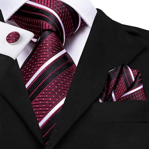 Image of Hi-Tie Mens 70inches Tie Set Extra Long Necktie for Men Cufflinks Handkerchief Big Tall Men Business Wedding