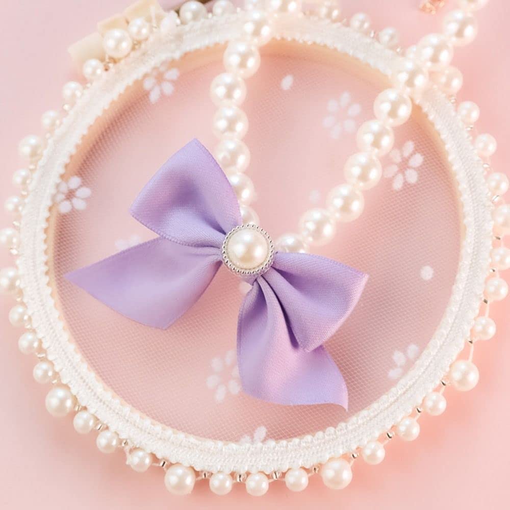 Collar Para Mascotas Con Flores De Perlas Y Campana - Ajustable, Ligero, Para Perros Y Gatos Pequeños, Varios Colores (Rosa Rojo)