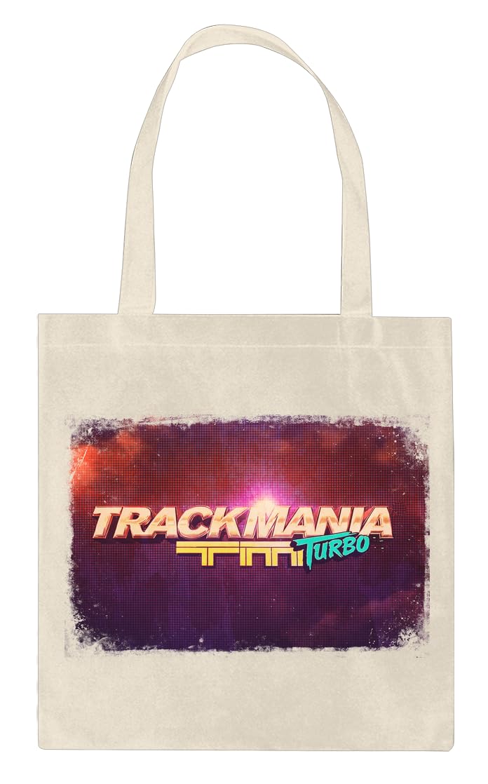 Jane Fraser Trackmania Turbo Logo Custom Printed Tote Bag| 100% Soft Cotton| Natural Color & Eco-Friendly| Unique, Re-Usable & Stylish Handbag For Every Day Use| Custom Shoulder Bags