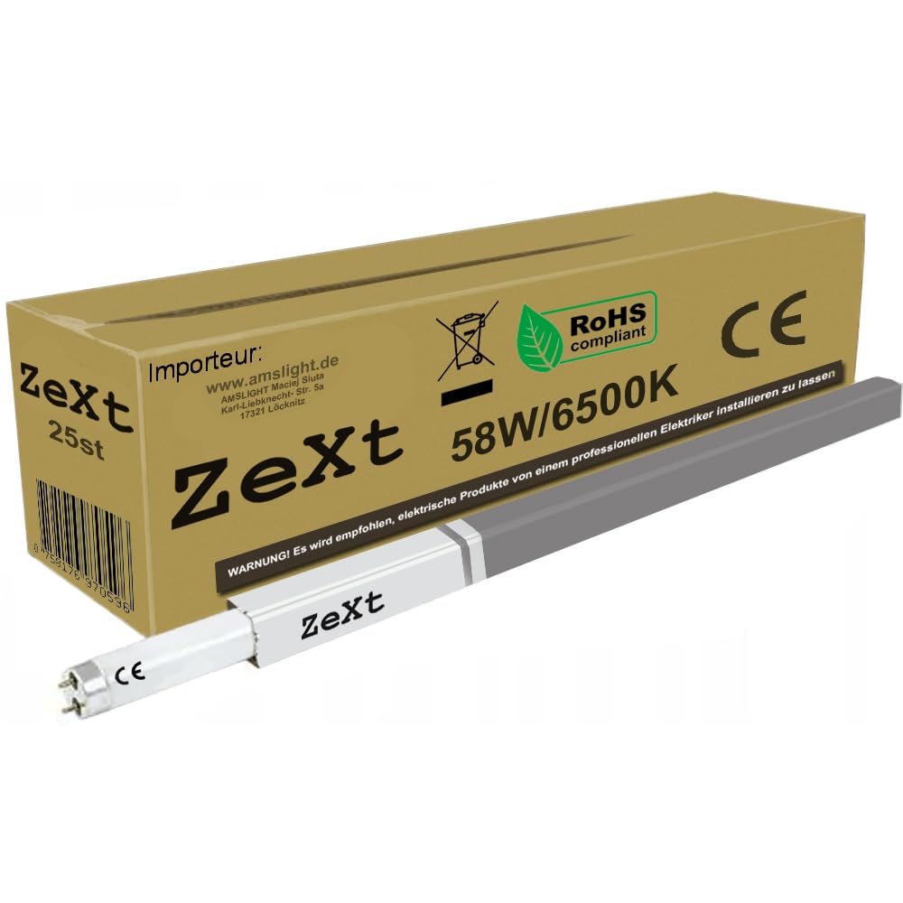 ZeXt 25 lampade fluorescenti a tubo fluorescente, 58 W, 864, 6400 K, luce diurna, 150 cm, T8