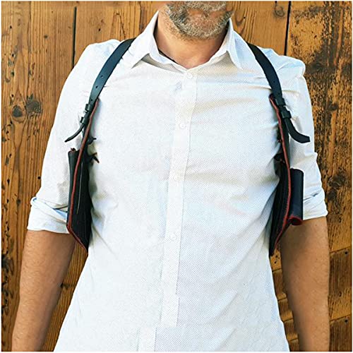 Mannen PU Lederen Verborgen Schoudertas Onder De Arm Verstelbare Outdoor Holster Tas Anti-diefstal Dubbele Schoudertas Oksel Tas Kriskras Terug Mobiele Telefoon Tas Voor Volwassenen,Bruin,Collecto
