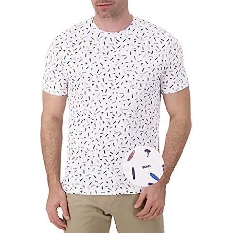 International Report Men's Regular Fit Short Sleeve Crewneck Cotton Printed T-Shirt, Surf Beach Print, X-Large Cover