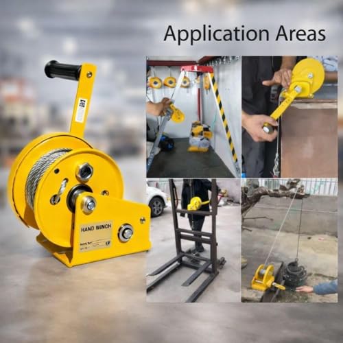 Image of Awesome Heavy Duty Hand Winch with Galvanised Steel Cable - Self-Locking Brake Gear Manual Crank Boat Trailer Winch for Lifting, Towing, Loading, ATV, Marine & Utility | Self-Locking Brake Gear, Manual Crank, For Lifting, Towing, Loading, Boat Trailer, ATV, Marine & Utility