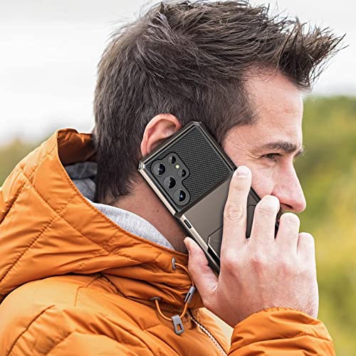 Vofolen for Samsung Galaxy S24 Ultra Wallet Case with Card Holder, Dual Layer Heavy Duty Shockproof Wallet Case, Hidden Flip 4-Card Slot Large Storage Protective Cover for S24 Ultra, 6.8\" Gun Metal - Thumbnail 7