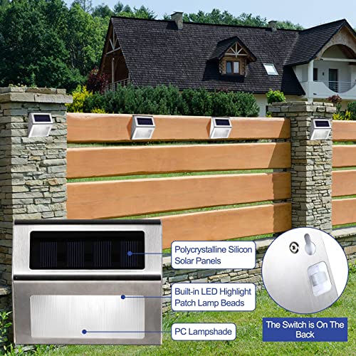 48 Pack Solar Step Lights Outdoor Stainless Steel Solar Deck Light Waterproof Led Solar Fence Lights Stair Lights For Garden Yard Patio Fence Pathway Backyard (Cool White) #TOP2