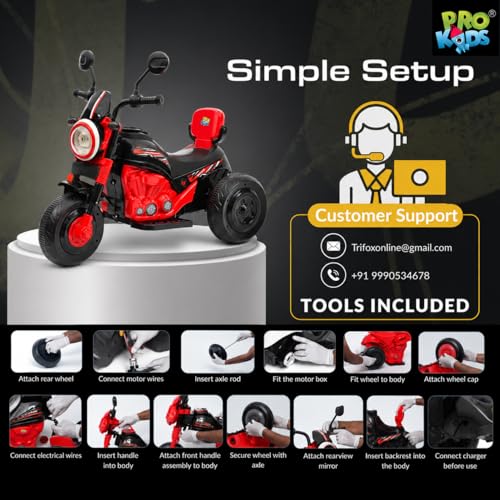 Image of PRO Kids S500 Rechargeable Electric Kids Bike with Bluetooth, USB, AUX, Music & LED | Ride-On Bike for Boys & Girls (1.5-4 Years) | 6V Battery Powered | Foot Accelerator
