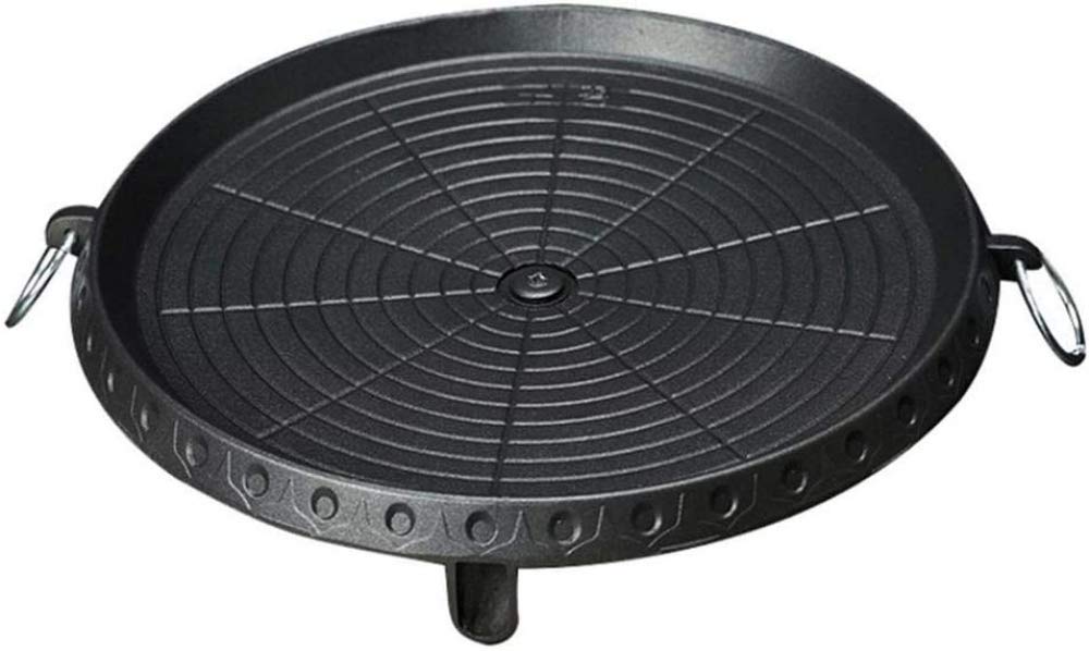 Padella Rotonda, padelle per Barbecue in gres Stile Coreano con Superficie Antiaderente Rivestita in Pietra Maifan per Barbecue all'aperto da Interno