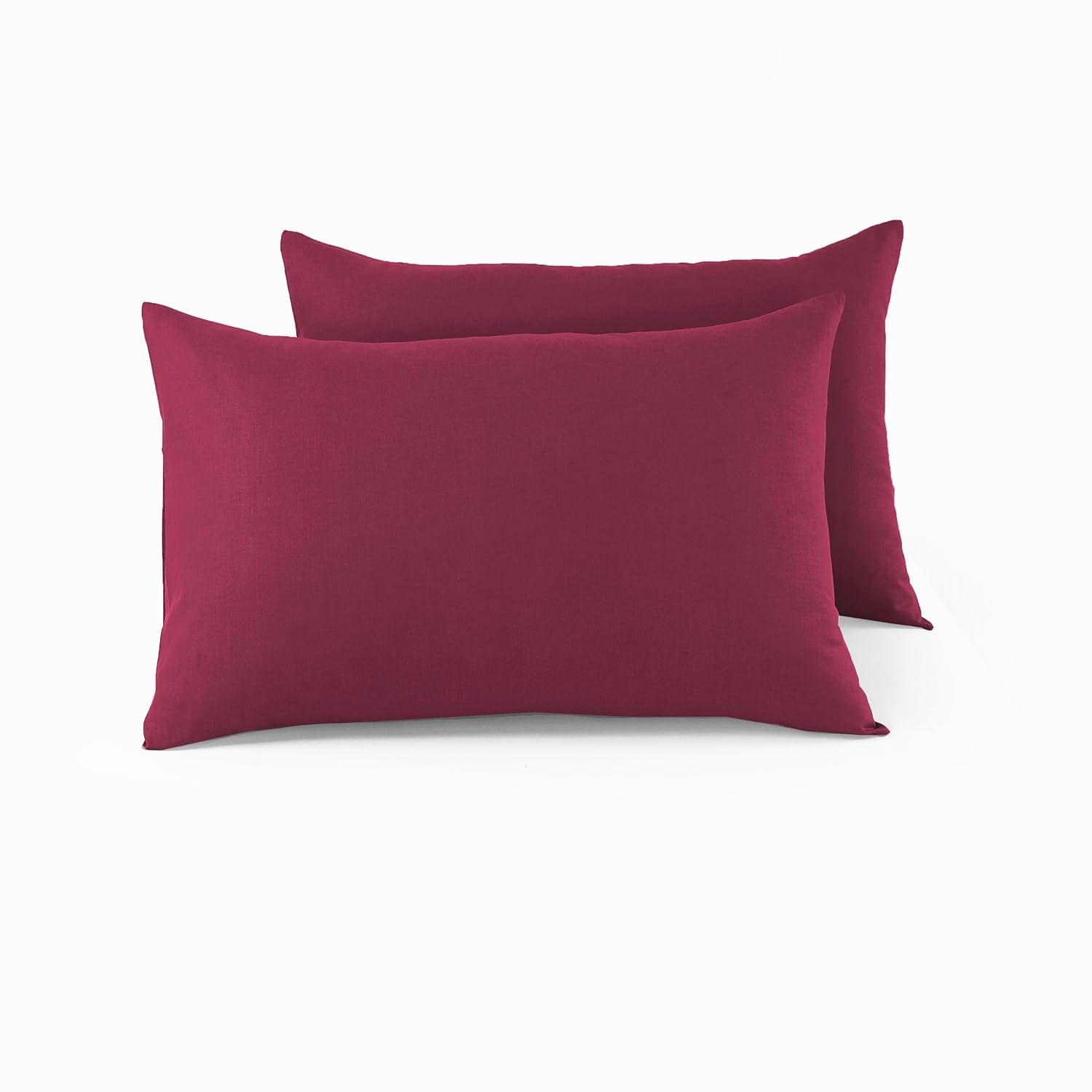 CHARKHAH Pair of Polycotton Standard Housewife Oxford Pillowcases and 100% Cotton Flannel Jersey Pillow Covers Protectors Dyed in Trendy Colors - Image 2