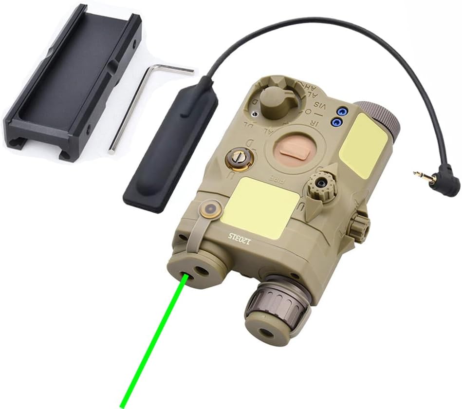 Plastic PEQ15 Box Laser Sight, with Pressure Switch & Pressure Switch Mount Slot, with IR Laser + Red/Green/Blue Laser + Strobe/Momentary/Constant White Flashlight, for 20mm Rail