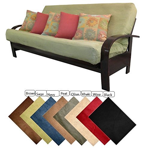 OctoRoseLt.Sage Green Full Size Quality Bonded Micro Suede Futon Mattress Cover, Futon Mattress Protector