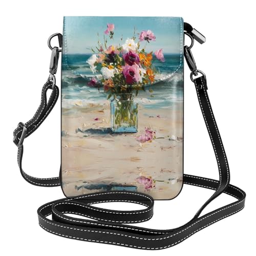 Sacoche téléphone cuir de qualité supérieure au design floral élégant