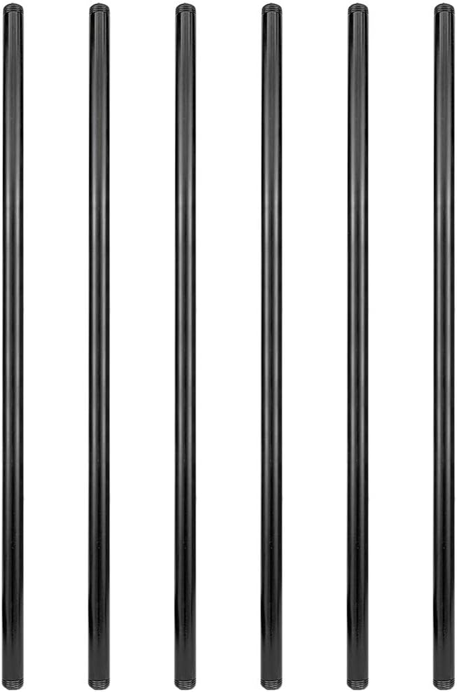 GeilSpace 6 Pack 1/2" × 42" Pre-Cut Black Metal Pipe, Industrial Steel Fits Standard Half Inch Black Threaded Pipes and Fittings - Vintage DIY Industrial Shelving (1/2" × 42")