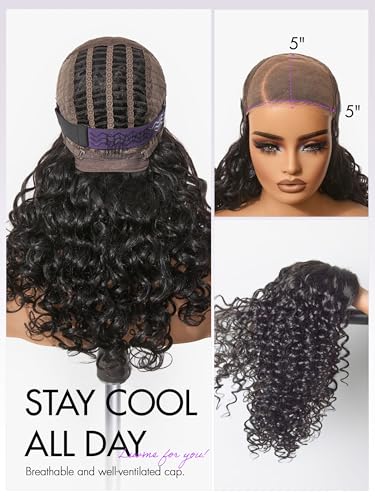 Image of LUVME HAIR All-Day Comfort 5X5 Bouncy Curly 180% Density Glueless Wigs Human Hair Pre Plucked Pre Cut Long Black Wig Lace Closure Wigs Frontal Wigs Human Hair Layered Curly
