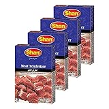 Shan Meat Tenderizer Seasoning Mix 1.4 oz (40g) - Double Strength Tenderizing High Altitude Cooking Powder - Suitable for Vegetarians - Airtight Bag in a Box (Pack of 4)