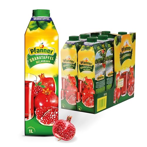 Pfanner Granatapfel Fruchtgetränk (8 x 1 l) - 25 % Fruchtgehalt – Fruchtgetränk im Vorratspack – Getränk aus Granatapfelsaft