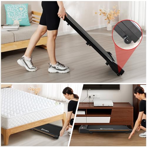 Walking Pad, 2-in-1 Treadmill for Home & Office, Portable Under Desk Treadmill Walking Jogging Machine with Remote Control, Black - Thumbnail 6