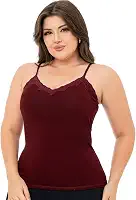 Regata Blusinha Feminina de Alça Fina com Bojo e Detalhe em Renda