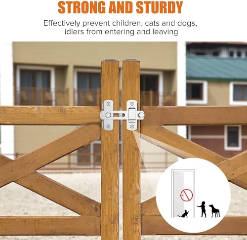 Image of Stainless Steel Flip Latch Door Lock - Sliding Barn Door Lock, Safety Gate Latch for Garden, Bathroom, Garage, Coop, Closet, Cabinet & Window - Heavy Duty Bolt Lock Hardware (Silver)
